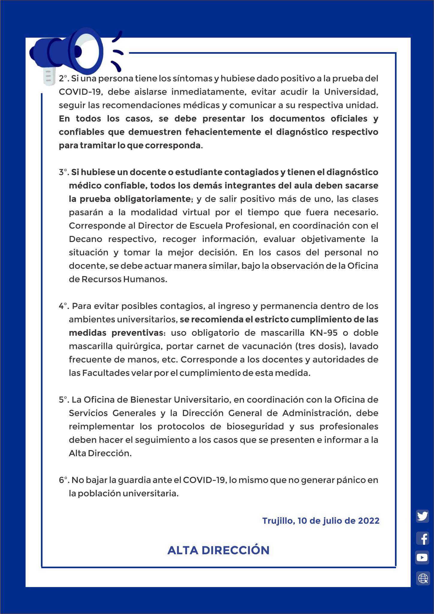 COMUNICADO ANTE SUPUESTO REBROTE DE COVID-19