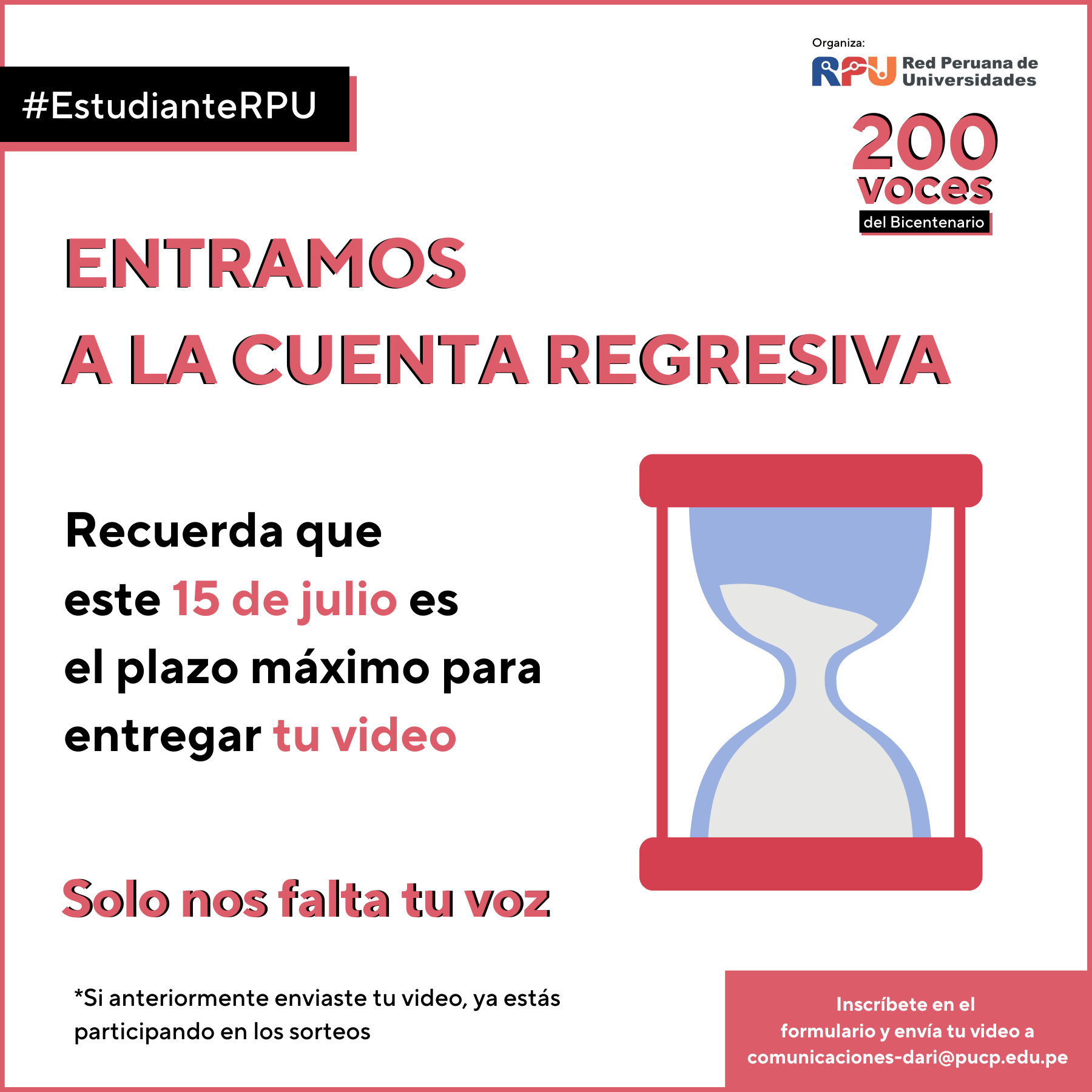 ANUNCIO:  CONCURSO DE VIDEOS PARA LAS 200 VOCES DEL BICENTENARIO